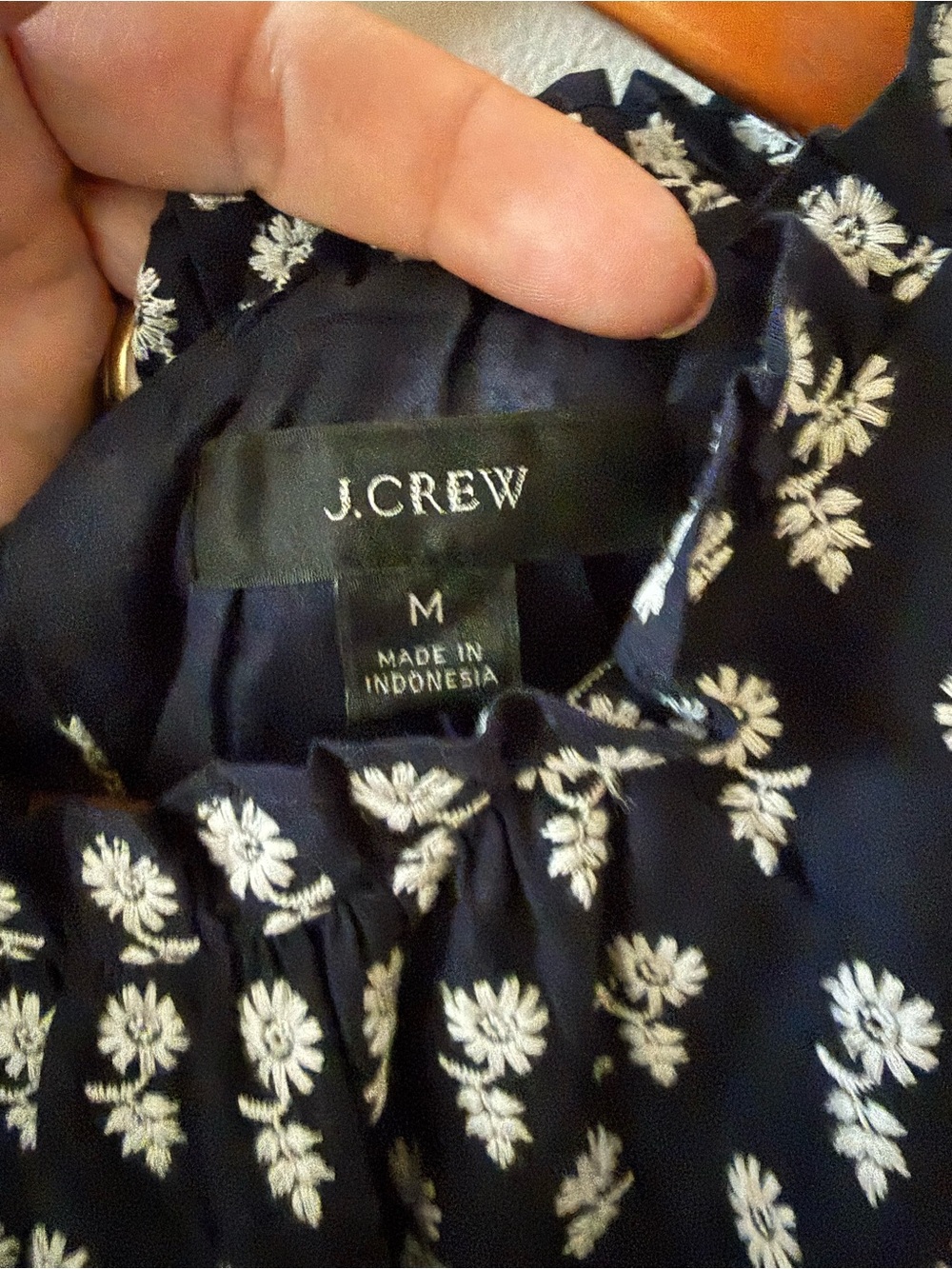 J. Crew Navy Blue Embroidered Tiered Floral Midi Dress - Picture 2 of 13